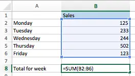 sum a column in excel