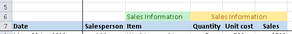 Excel data table with column headings in two rows - not recommended if you are using Autofilter