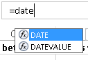 Excel, inserting a formula, DATEDIF not shown on list of date formula