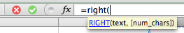 Excel, typing the RIGHT function