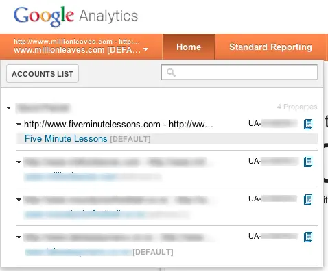 Google Analytics choose an account to administer