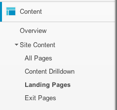 Choose the Landing Pages report in Google Analytics