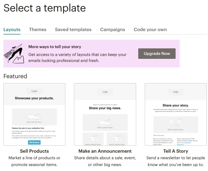 Mailchimp email campaign - select a template | Learn Mailchimp with Five Minute Lessons