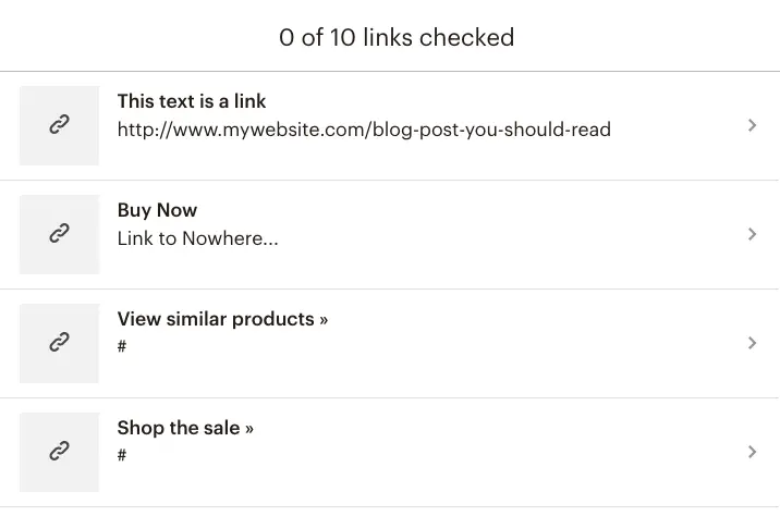 Mailchimp email campaign - link checker list | Learn Mailchimp with Five Minute Lessons