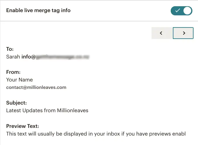 Mailchimp email campaign preview - live Merge Tags | Learn Mailchimp with Five Minute Lessons